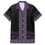 Maori Taniko Patterns Family Matching Off Shoulder Short Dress and Hawaiian Shirt Purple Niho Taniwha Mix Paatiki Motifs