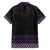 Maori Taniko Patterns Family Matching Off Shoulder Short Dress and Hawaiian Shirt Purple Niho Taniwha Mix Paatiki Motifs