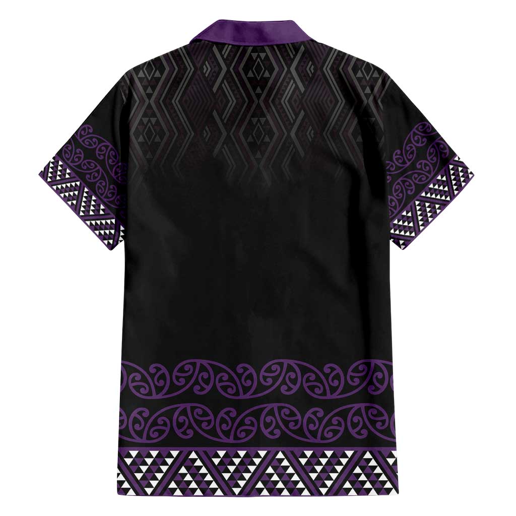 Maori Taniko Patterns Family Matching Puletasi and Hawaiian Shirt Purple Niho Taniwha Mix Paatiki Motifs
