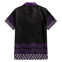 Maori Taniko Patterns Family Matching Puletasi and Hawaiian Shirt Purple Niho Taniwha Mix Paatiki Motifs