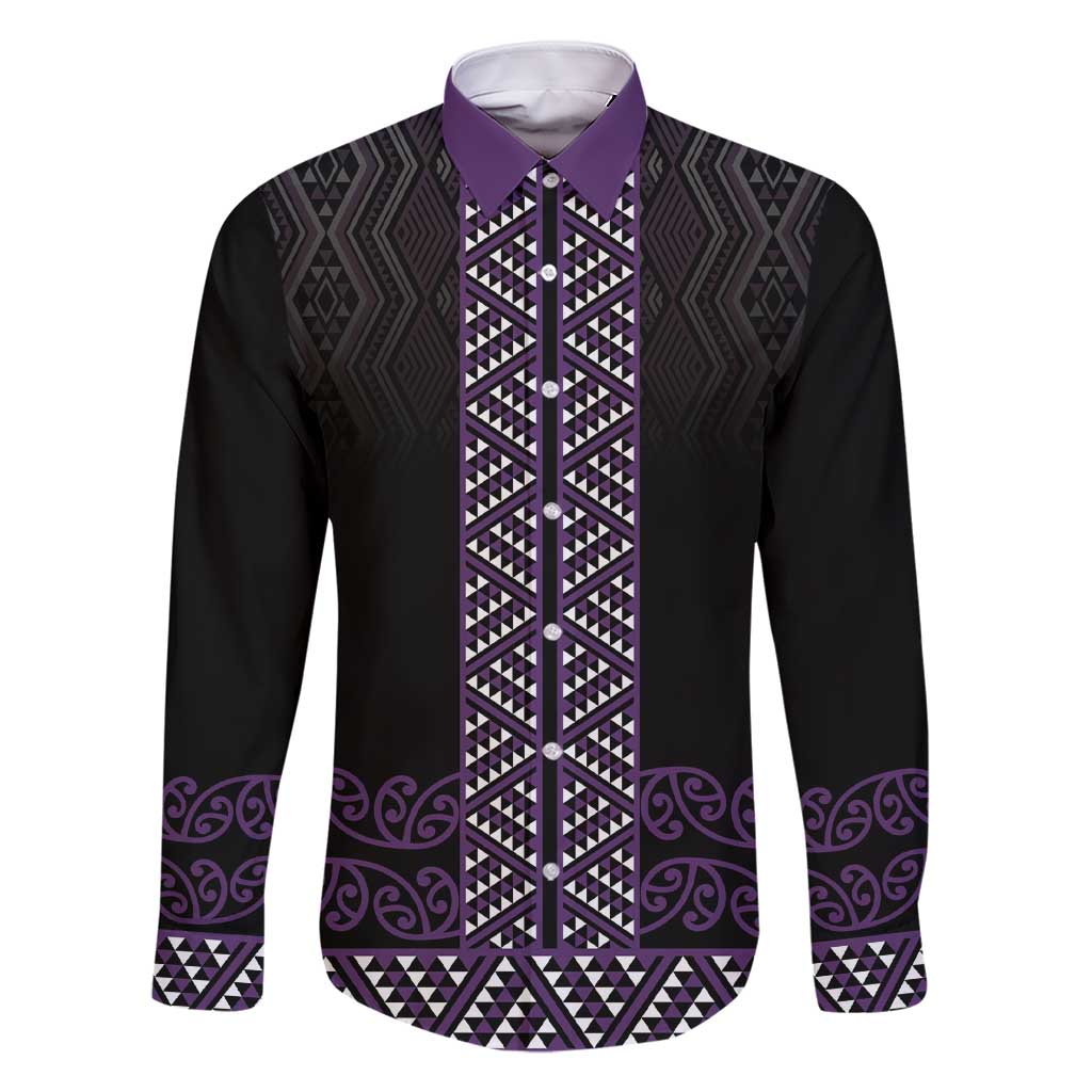 Maori Taniko Patterns Family Matching Short Sleeve Bodycon Dress and Hawaiian Shirt Purple Niho Taniwha Mix Paatiki Motifs
