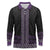 Maori Taniko Patterns Long Sleeve Polo Shirt Purple Niho Taniwha Mix Paatiki Motifs