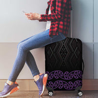 Maori Taniko Patterns Luggage Cover Purple Niho Taniwha Mix Paatiki Motifs LT7 - Polynesian Pride
