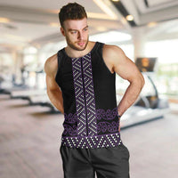 Maori Taniko Patterns Men Tank Top Purple Niho Taniwha Mix Paatiki Motifs