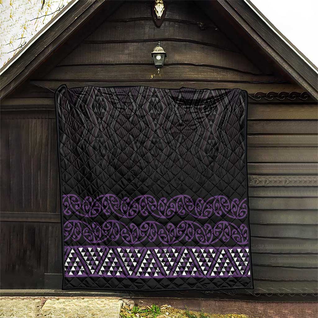 Maori Taniko Patterns Quilt Purple Niho Taniwha Mix Paatiki Motifs