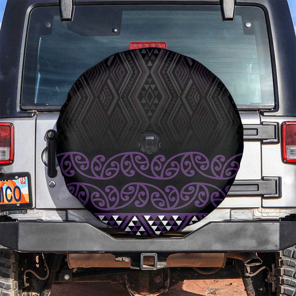 Maori Taniko Patterns Spare Tire Cover Purple Niho Taniwha Mix Paatiki Motifs LT7 Purple - Polynesian Pride