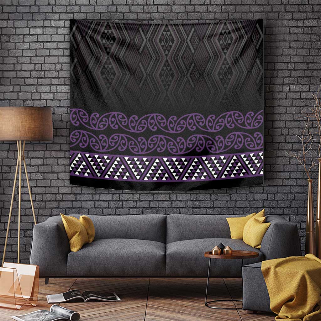 Maori Taniko Patterns Tapestry Purple Niho Taniwha Mix Paatiki Motifs LT7 Purple - Polynesian Pride