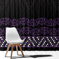Maori Taniko Patterns Window Curtain Purple Niho Taniwha Mix Paatiki Motifs