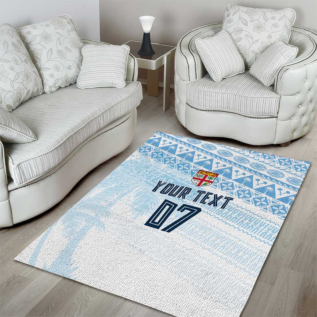Fiji Rugby Custom Kaiviti Masi Area Rug Turquoise - Polynesian Pride