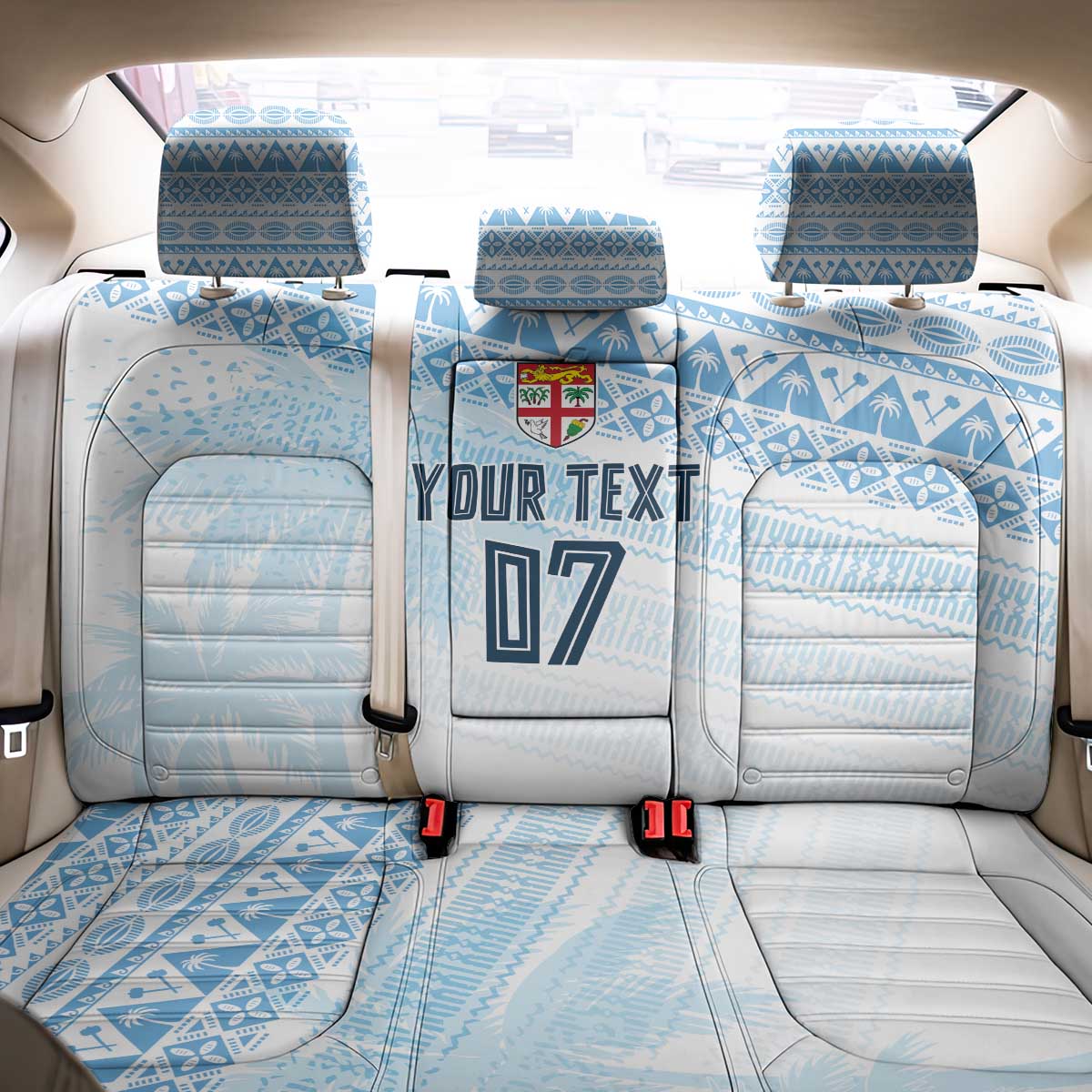 Fiji Rugby Custom Kaiviti Masi Back Car Seat Cover Turquoise - Polynesian Pride
