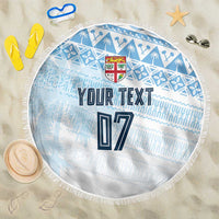 Fiji Rugby Custom Kaiviti Masi Beach Blanket Turquoise LT7 One Size 150cm Turquoise - Polynesian Pride