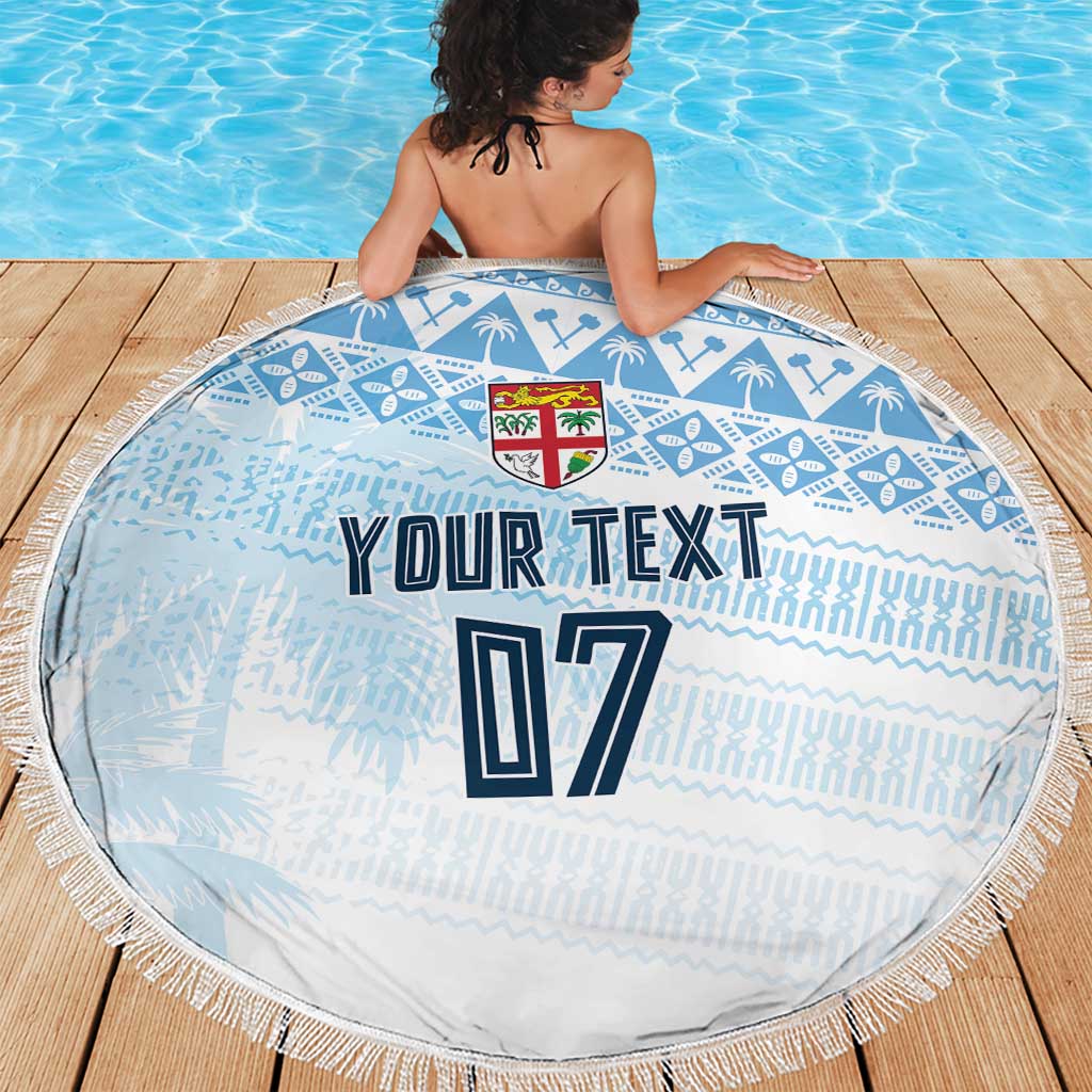 Fiji Rugby Custom Kaiviti Masi Beach Blanket Turquoise LT7 - Polynesian Pride