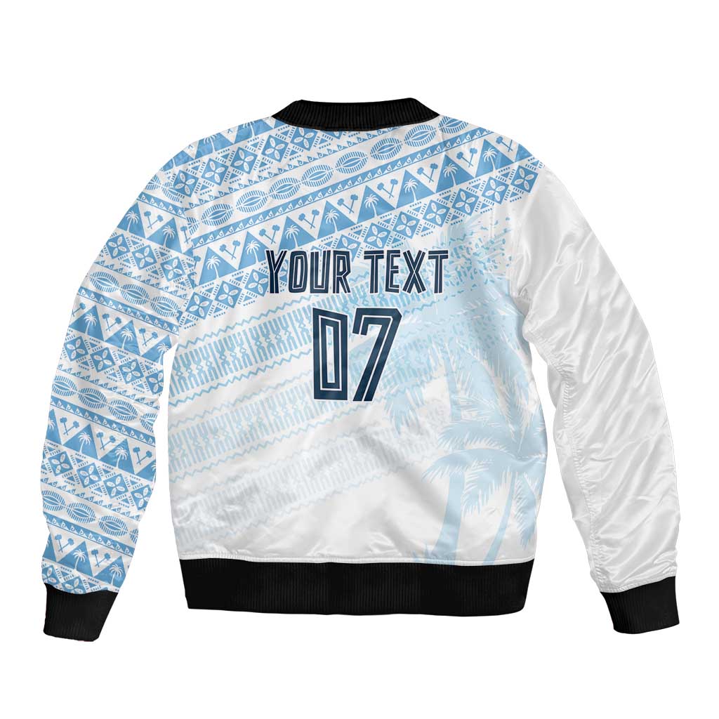 Fiji Rugby Custom Kaiviti Masi Bomber Jacket Turquoise LT7 - Polynesian Pride