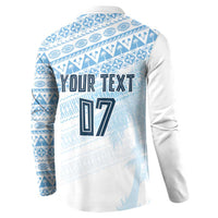 Fiji Rugby Custom Kaiviti Masi Button Sweatshirt Turquoise - Polynesian Pride