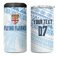 Fiji Rugby Custom Kaiviti Masi 4 in 1 Can Cooler Tumbler Turquoise - Polynesian Pride