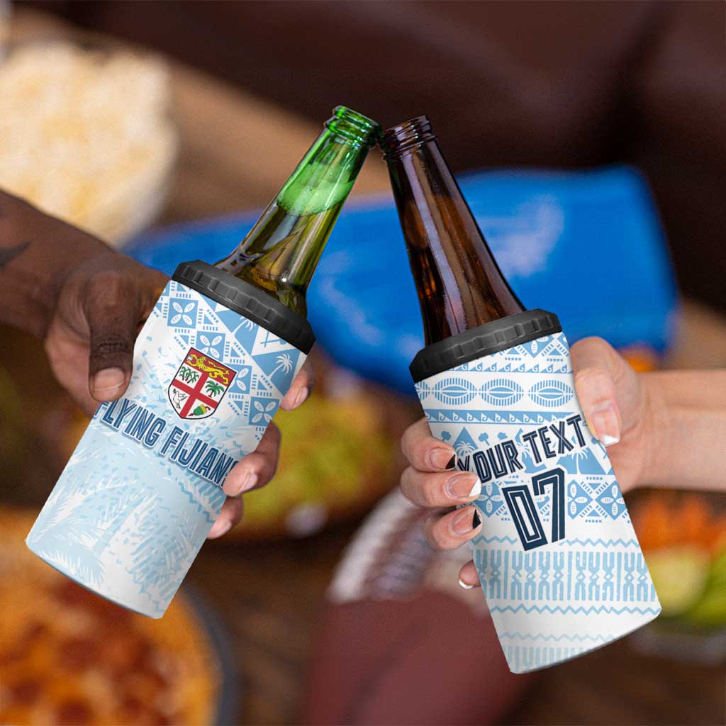 Fiji Rugby Custom Kaiviti Masi 4 in 1 Can Cooler Tumbler Turquoise - Polynesian Pride