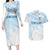 Fiji Rugby Custom Kaiviti Masi Couples Matching Long Sleeve Bodycon Dress and Hawaiian Shirt Turquoise - Polynesian Pride
