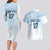 Fiji Rugby Custom Kaiviti Masi Couples Matching Long Sleeve Bodycon Dress and Hawaiian Shirt Turquoise - Polynesian Pride