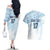Fiji Rugby Custom Kaiviti Masi Couples Matching Off The Shoulder Long Sleeve Dress and Hawaiian Shirt Turquoise - Polynesian Pride