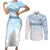 Fiji Rugby Custom Kaiviti Masi Couples Matching Short Sleeve Bodycon Dress and Long Sleeve Button Shirt Turquoise - Polynesian Pride