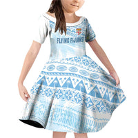 Fiji Rugby Custom Kaiviti Masi Family Matching Off Shoulder Short Dress and Hawaiian Shirt Turquoise - Polynesian Pride