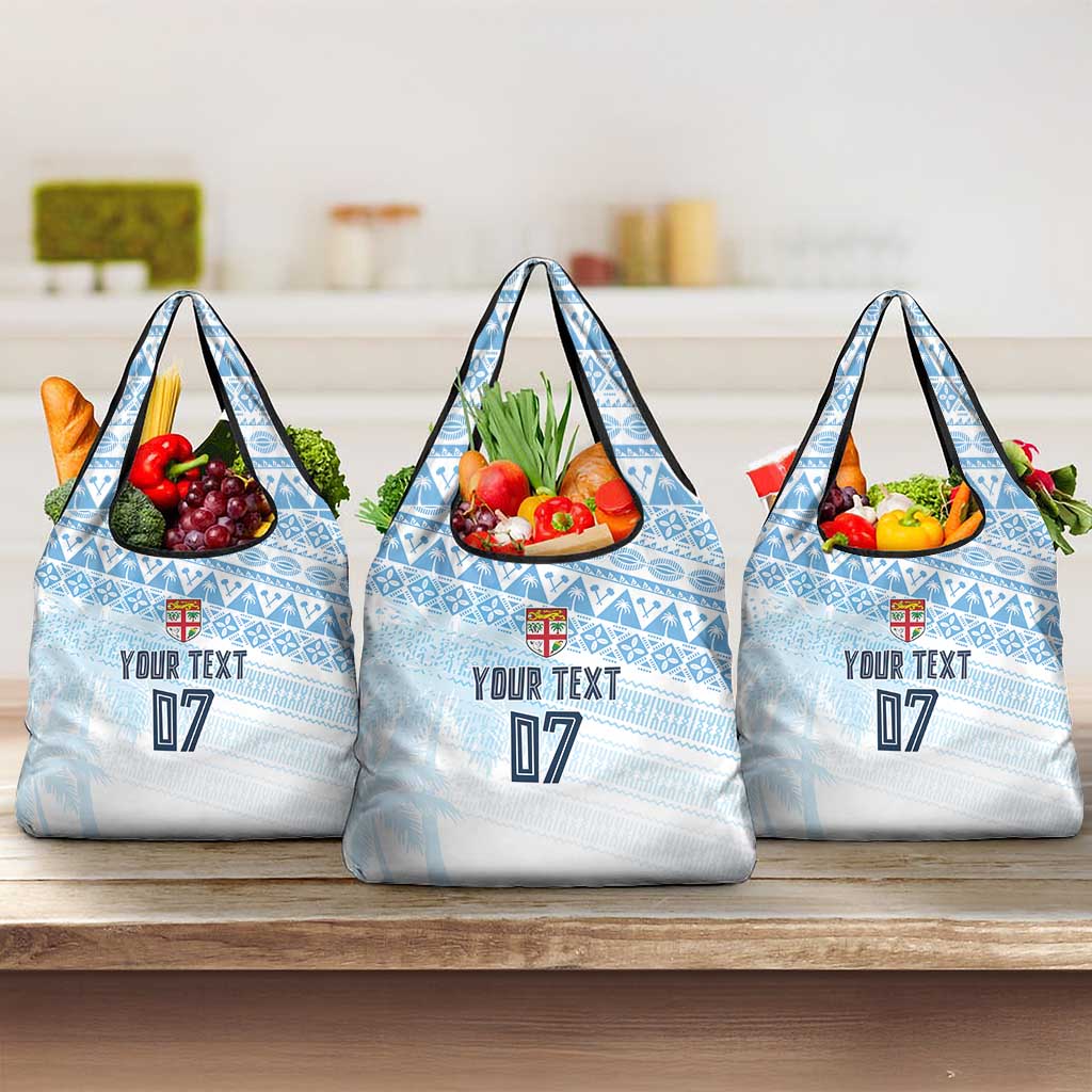 Fiji Rugby Custom Kaiviti Masi Grocery Bag Turquoise - Polynesian Pride