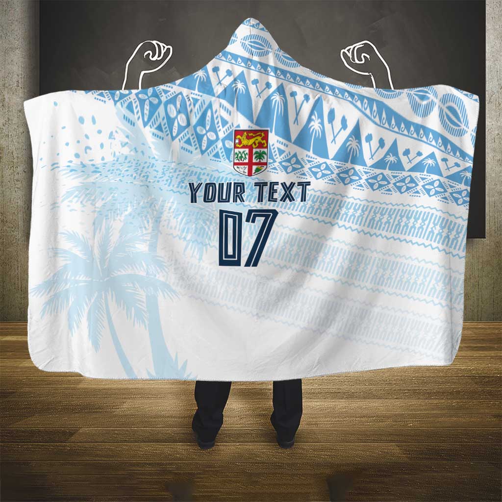 Fiji Rugby Custom Kaiviti Masi Hooded Blanket Turquoise - Polynesian Pride