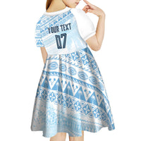 Fiji Rugby Custom Kaiviti Masi Kid Short Sleeve Dress Turquoise - Polynesian Pride