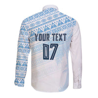Fiji Rugby Custom Kaiviti Masi Long Sleeve Button Shirt Turquoise - Polynesian Pride