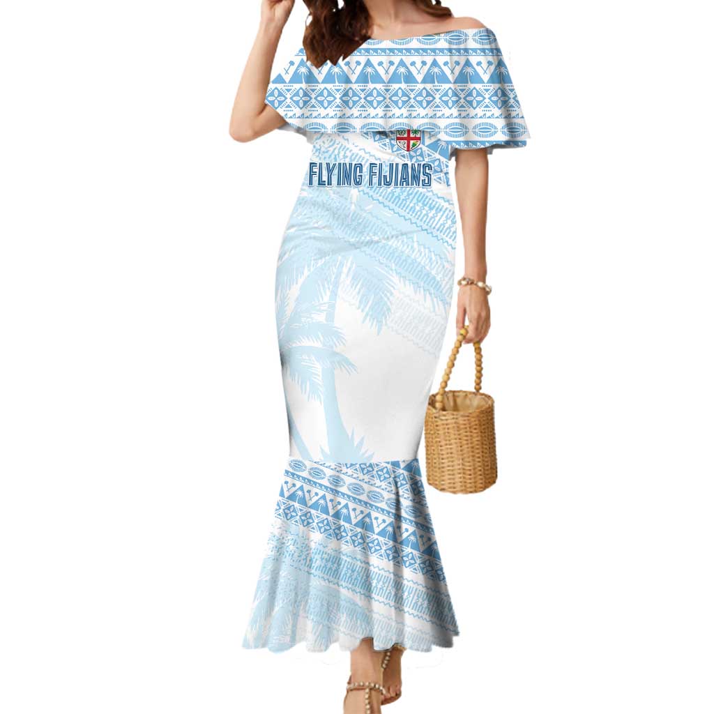 Fiji Rugby Custom Kaiviti Masi Mermaid Dress Turquoise - Polynesian Pride