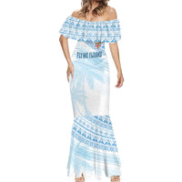Fiji Rugby Custom Kaiviti Masi Mermaid Dress Turquoise - Polynesian Pride
