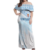 Fiji Rugby Custom Kaiviti Masi Off Shoulder Maxi Dress Turquoise - Polynesian Pride