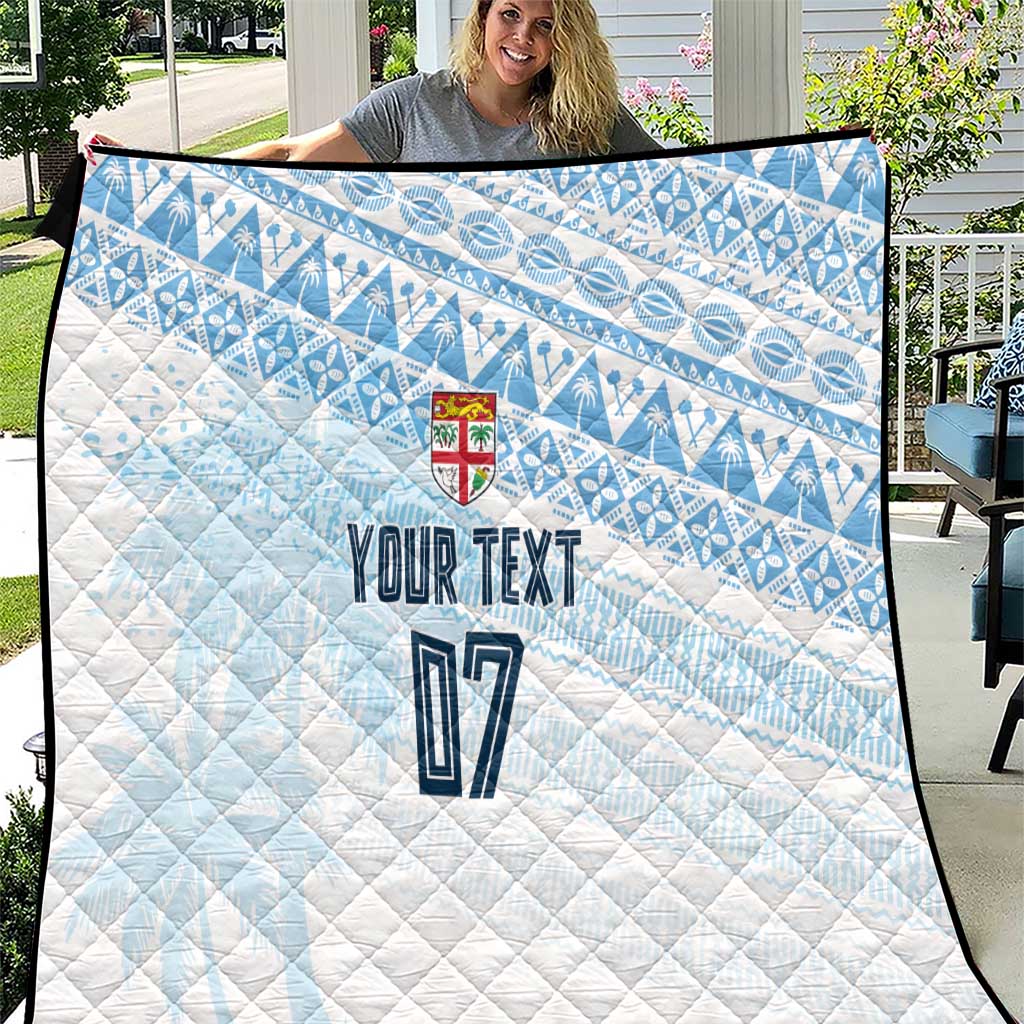 Fiji Rugby Custom Kaiviti Masi Quilt Turquoise - Polynesian Pride