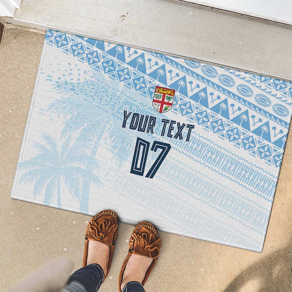 Fiji Rugby Custom Kaiviti Masi Rubber Doormat Turquoise - Polynesian Pride