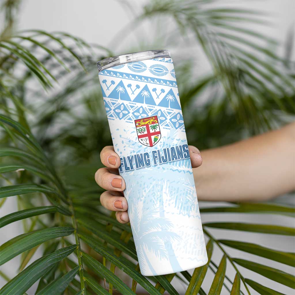 Fiji Rugby Custom Kaiviti Masi Skinny Tumbler Turquoise LT7 - Polynesian Pride