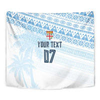 Fiji Rugby Custom Kaiviti Masi Tapestry Turquoise - Polynesian Pride