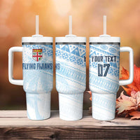 Fiji Rugby Custom Kaiviti Masi Tumbler With Handle Turquoise - Polynesian Pride