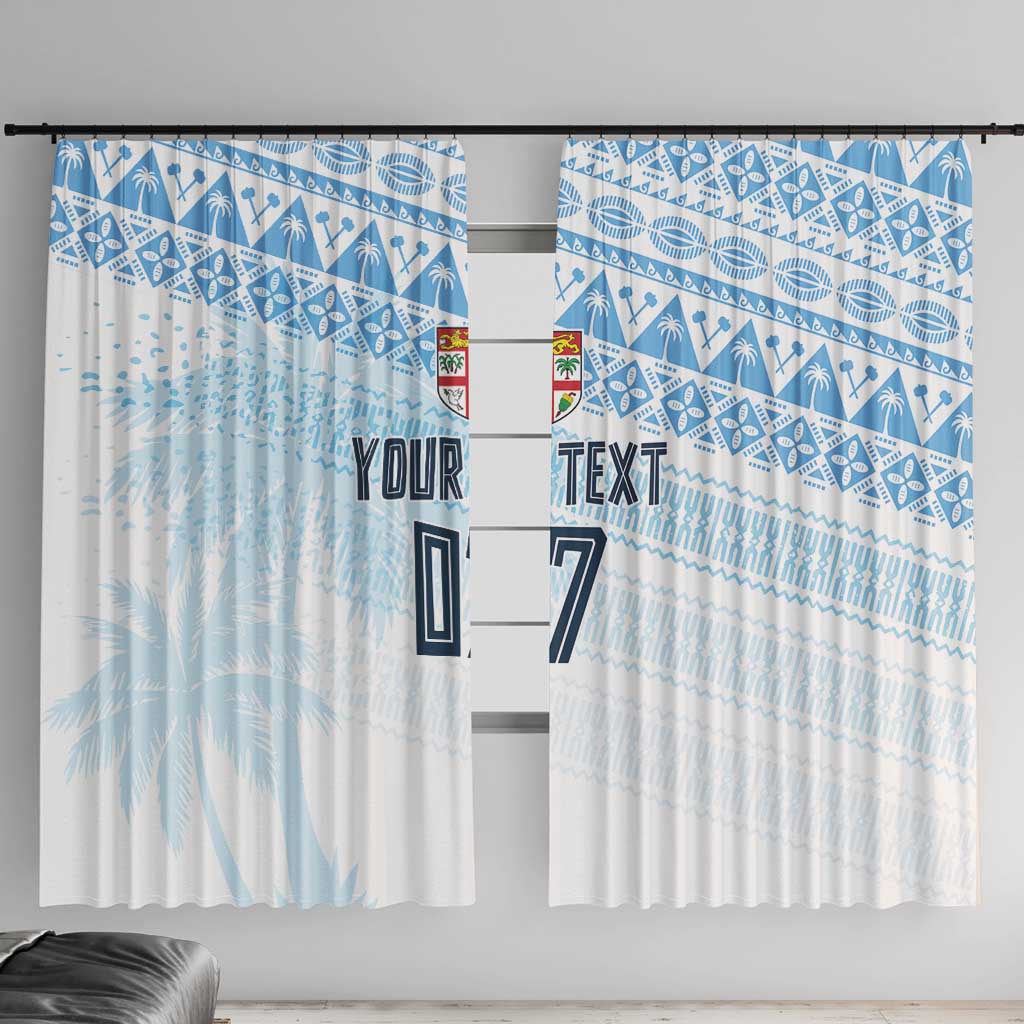 Fiji Rugby Custom Kaiviti Masi Window Curtain Turquoise - Polynesian Pride