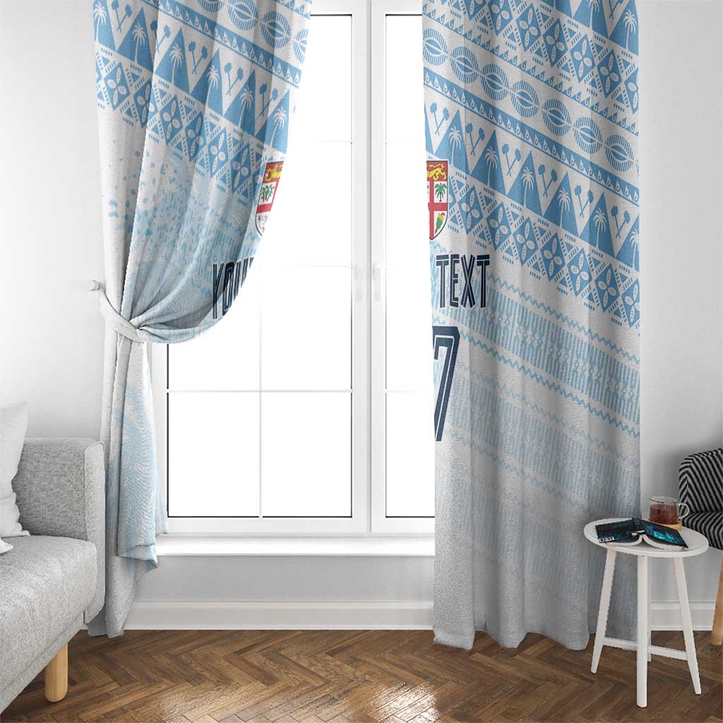 Fiji Rugby Custom Kaiviti Masi Window Curtain Turquoise - Polynesian Pride