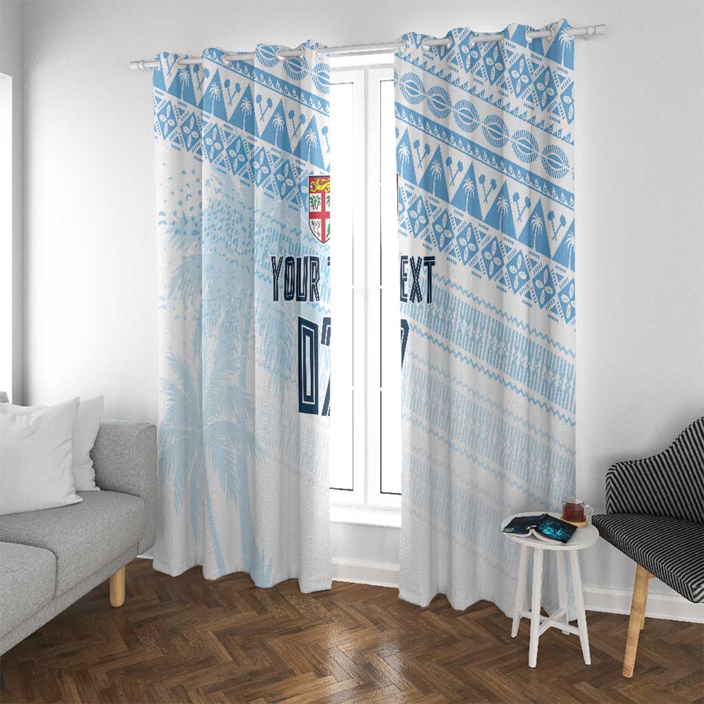 Fiji Rugby Custom Kaiviti Masi Window Curtain Turquoise - Polynesian Pride