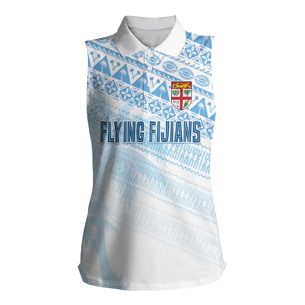 Fiji Rugby Custom Kaiviti Masi Women Sleeveless Polo Shirt Turquoise LT7 Female Turquoise - Polynesian Pride