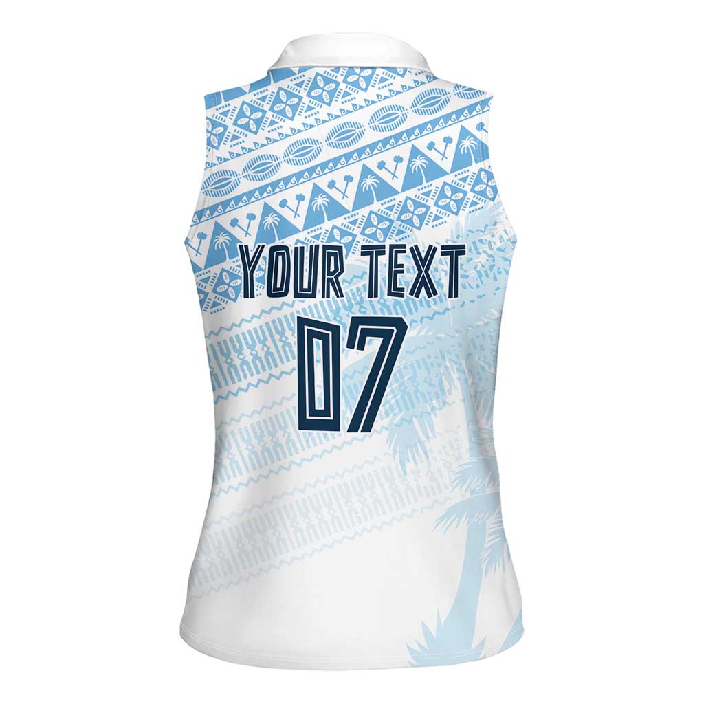 Fiji Rugby Custom Kaiviti Masi Women Sleeveless Polo Shirt Turquoise LT7 - Polynesian Pride
