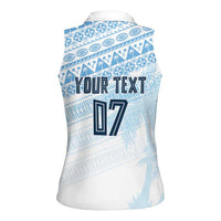 Fiji Rugby Custom Kaiviti Masi Women Sleeveless Polo Shirt Turquoise LT7 - Polynesian Pride