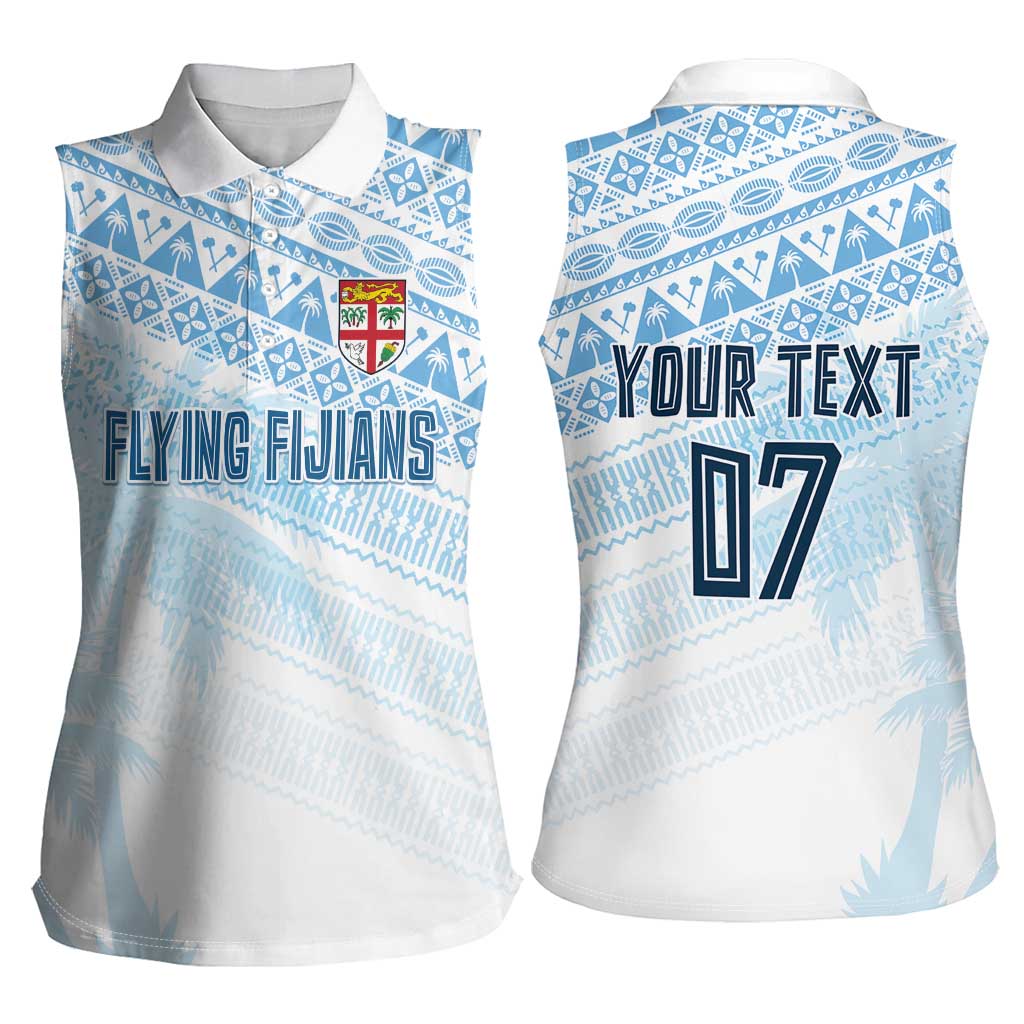 Fiji Rugby Custom Kaiviti Masi Women Sleeveless Polo Shirt Turquoise LT7 - Polynesian Pride