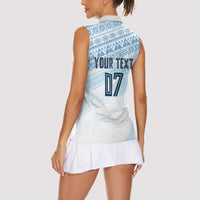 Fiji Rugby Custom Kaiviti Masi Women Sleeveless Polo Shirt Turquoise LT7 - Polynesian Pride
