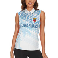 Fiji Rugby Custom Kaiviti Masi Women Sleeveless Polo Shirt Turquoise LT7 - Polynesian Pride