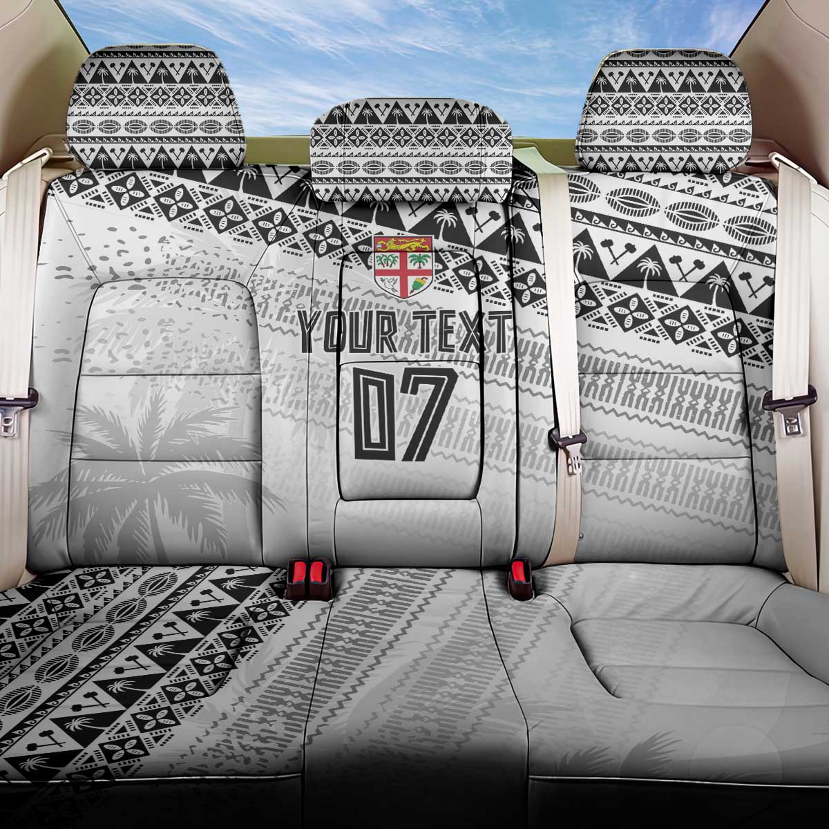 Fiji Rugby Custom Kaiviti Masi Back Car Seat Cover Black - Polynesian Pride