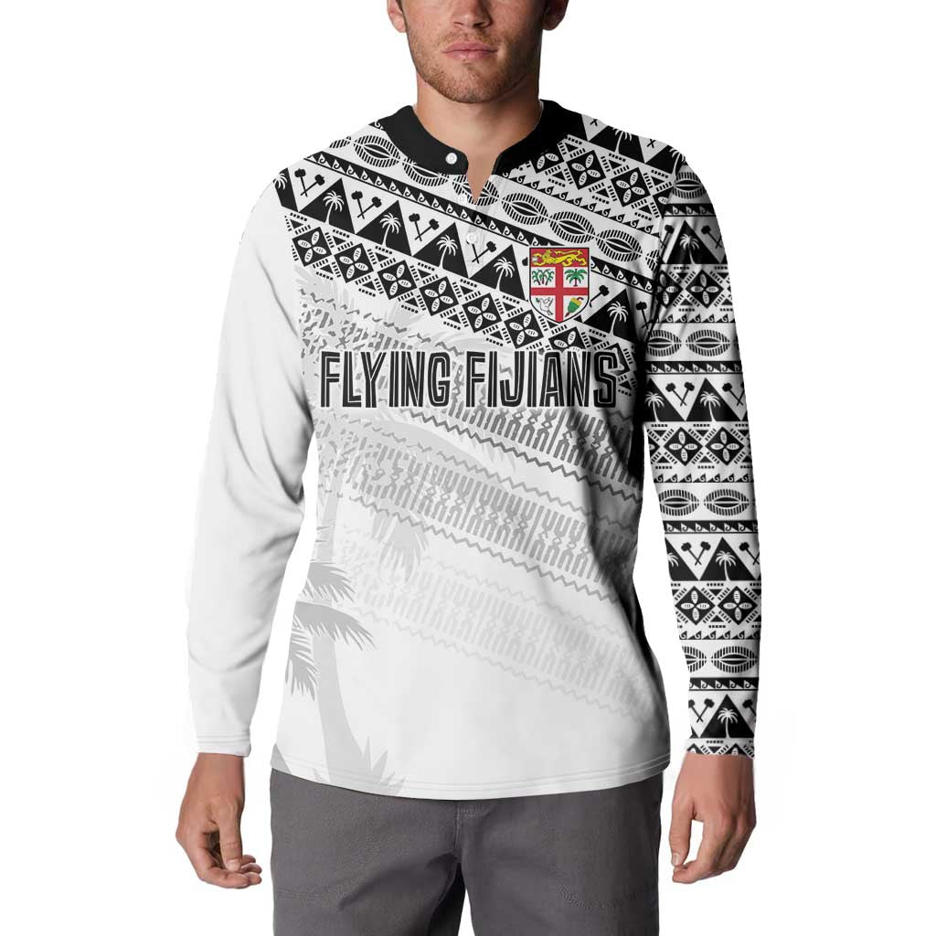 Fiji Rugby Custom Kaiviti Masi Button Sweatshirt Black - Polynesian Pride