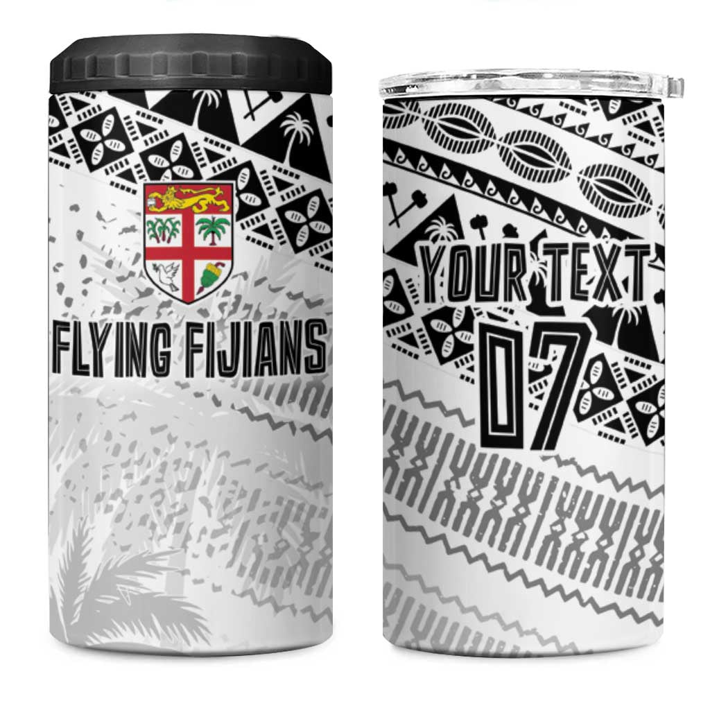 Fiji Rugby Custom Kaiviti Masi 4 in 1 Can Cooler Tumbler Black - Polynesian Pride