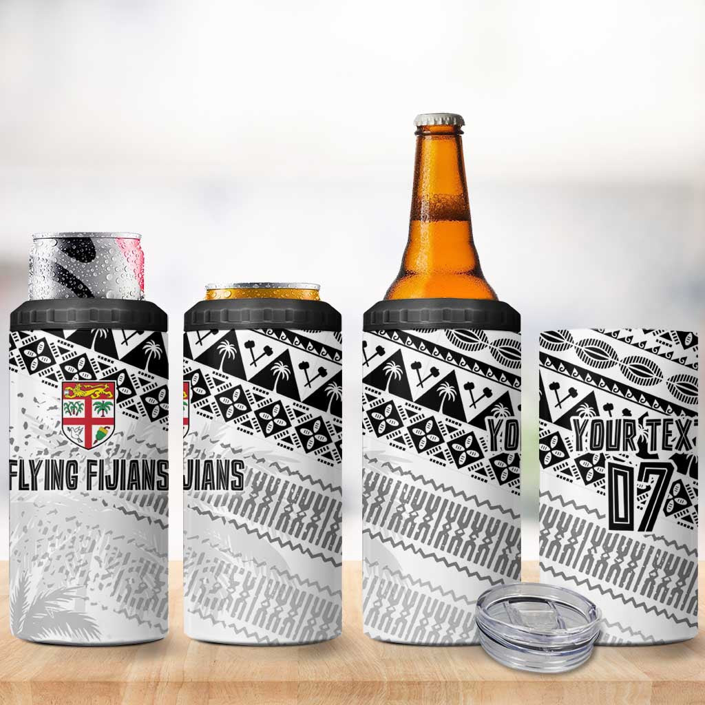 Fiji Rugby Custom Kaiviti Masi 4 in 1 Can Cooler Tumbler Black - Polynesian Pride